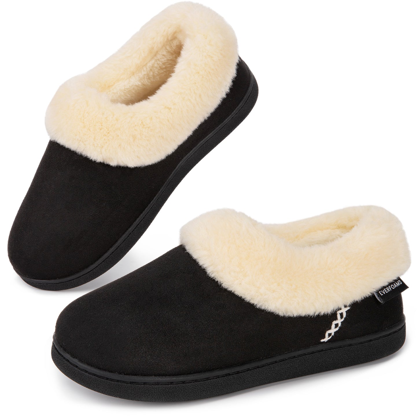 EverFoams Women's Faux Fur Bootie Slippers Ladies House Shoes with Bedroom Memory Foam and Indoor Outdoor Rubber Sole