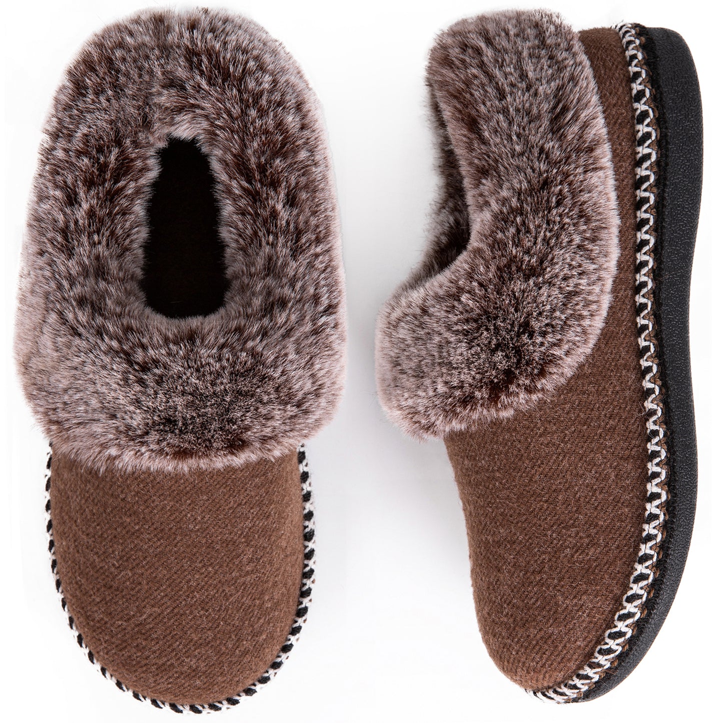 EverFoams Women's Fluffy Wool Faux Fur Loafers Slippers