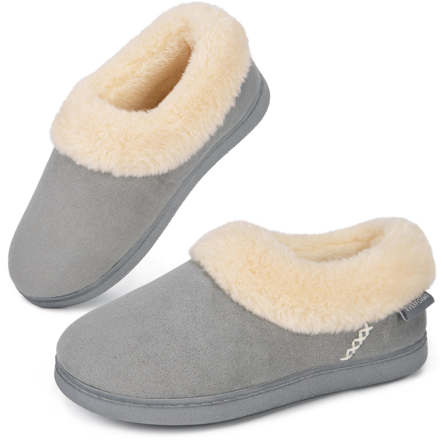 EverFoams Women's Faux Fur Bootie Slippers Ladies House Shoes with Bedroom Memory Foam and Indoor Outdoor Rubber Sole