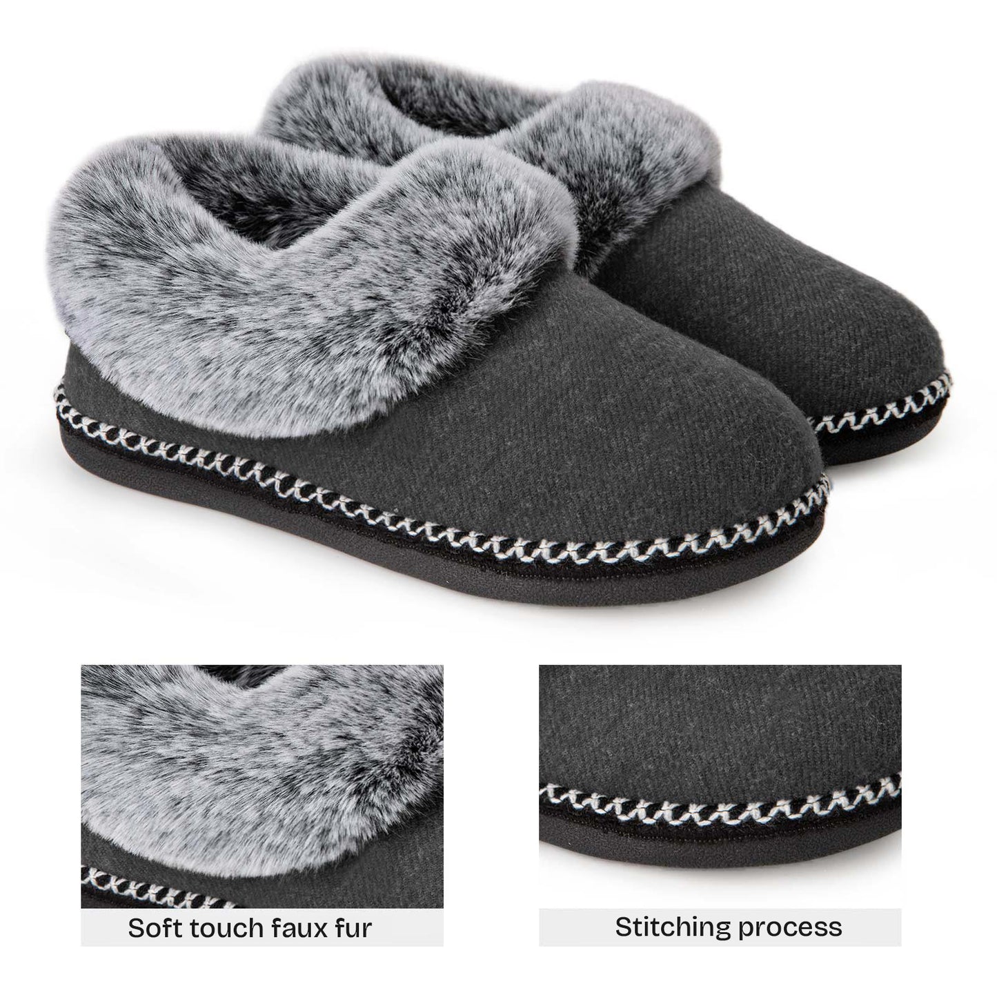 EverFoams Women's Fluffy Wool Faux Fur Loafers Slippers