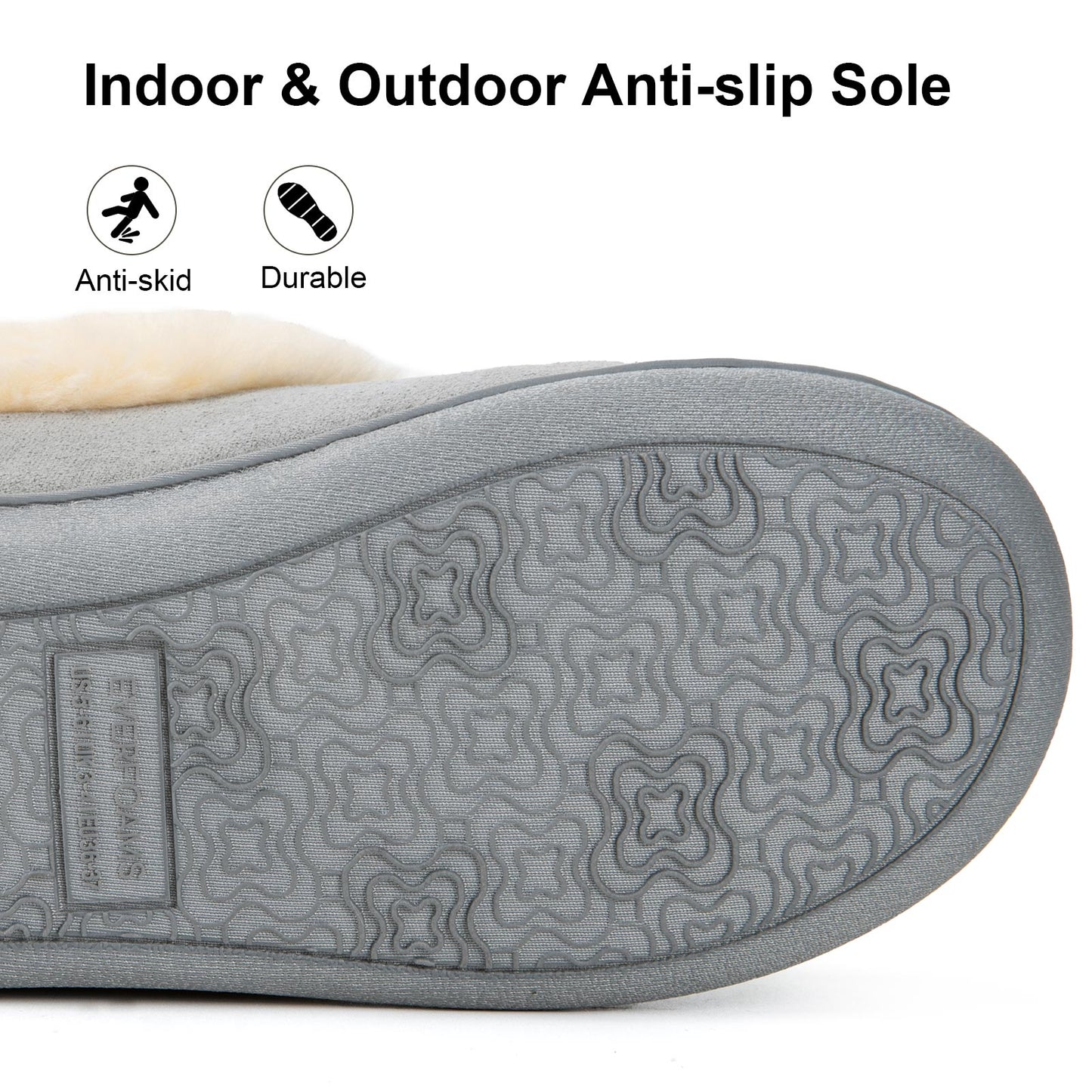 EverFoams Women's Faux Fur Bootie Slippers Ladies House Shoes with Bedroom Memory Foam and Indoor Outdoor Rubber Sole