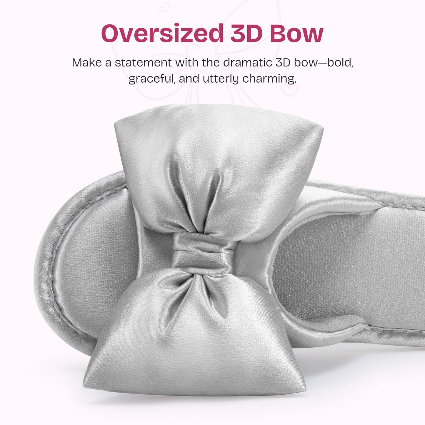 EverFoams Women's Satin Open-Toe Bow Slippers
