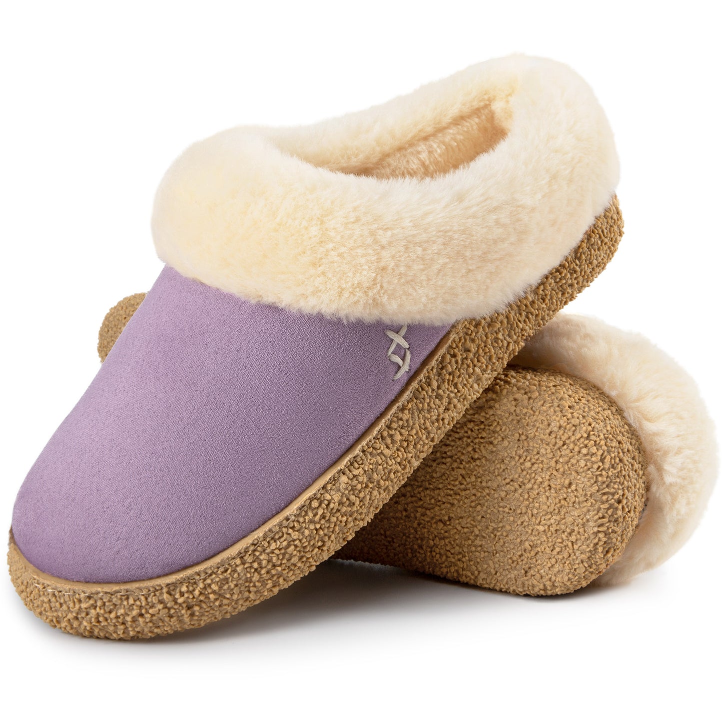 EverFoams Women's Microsuede Slippers Comfy Memory Foam Non-slip Indoor House Shoes with Fuzzy Collar