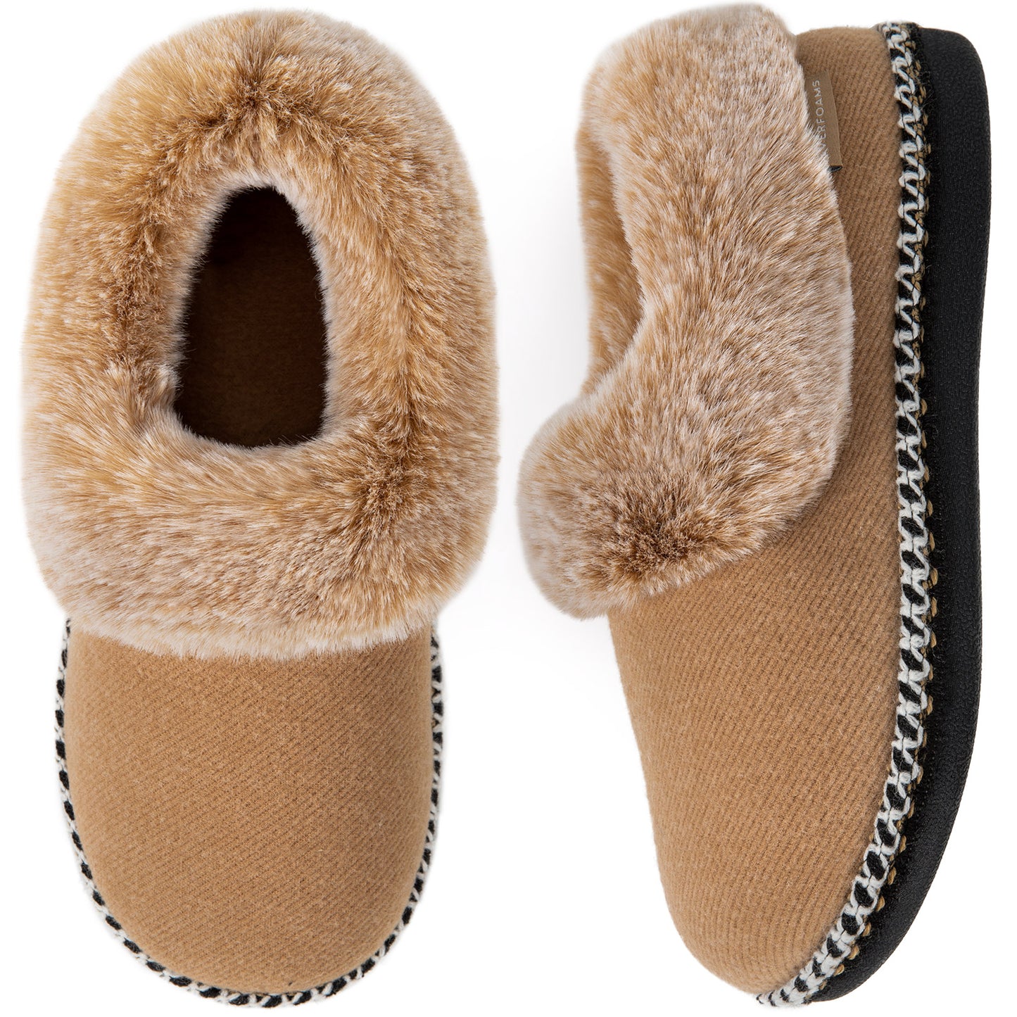EverFoams Women's Fluffy Wool Faux Fur Loafers Slippers