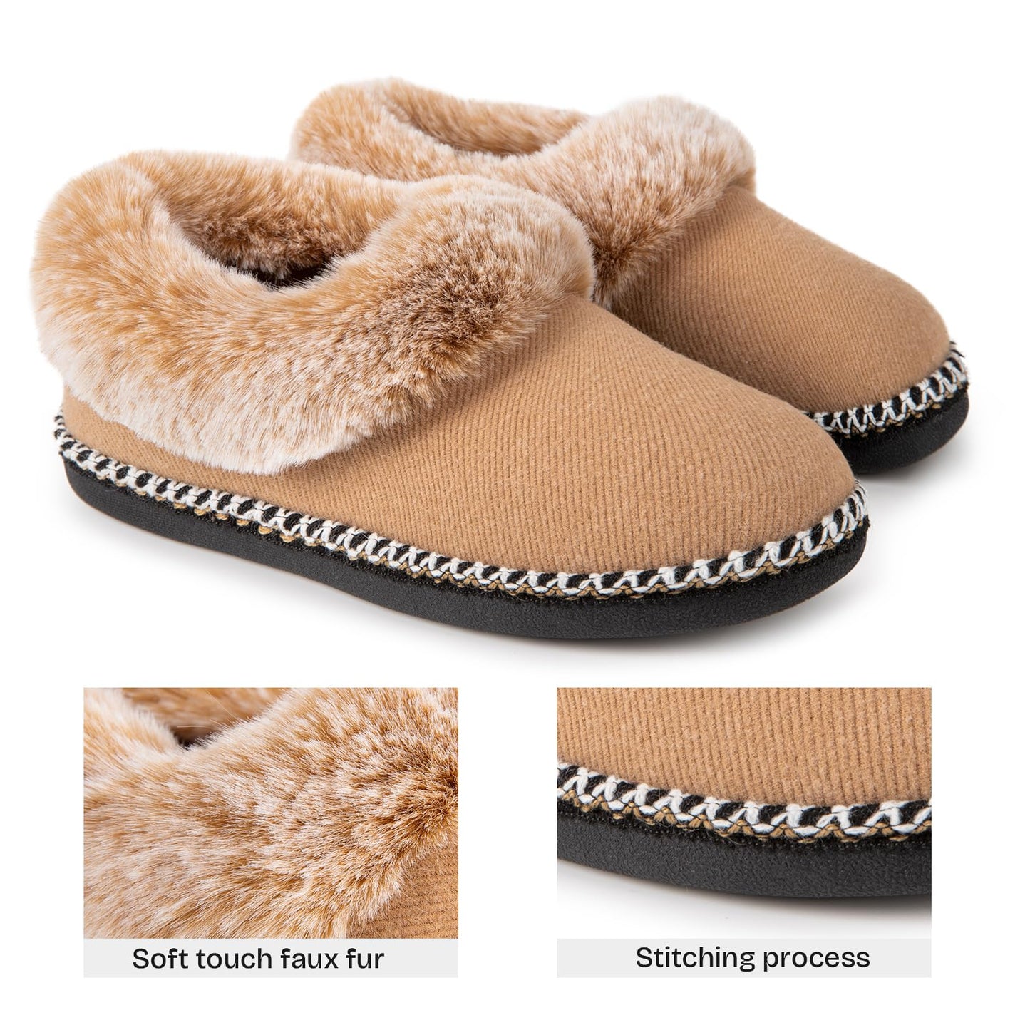 EverFoams Women's Fluffy Wool Faux Fur Loafers Slippers