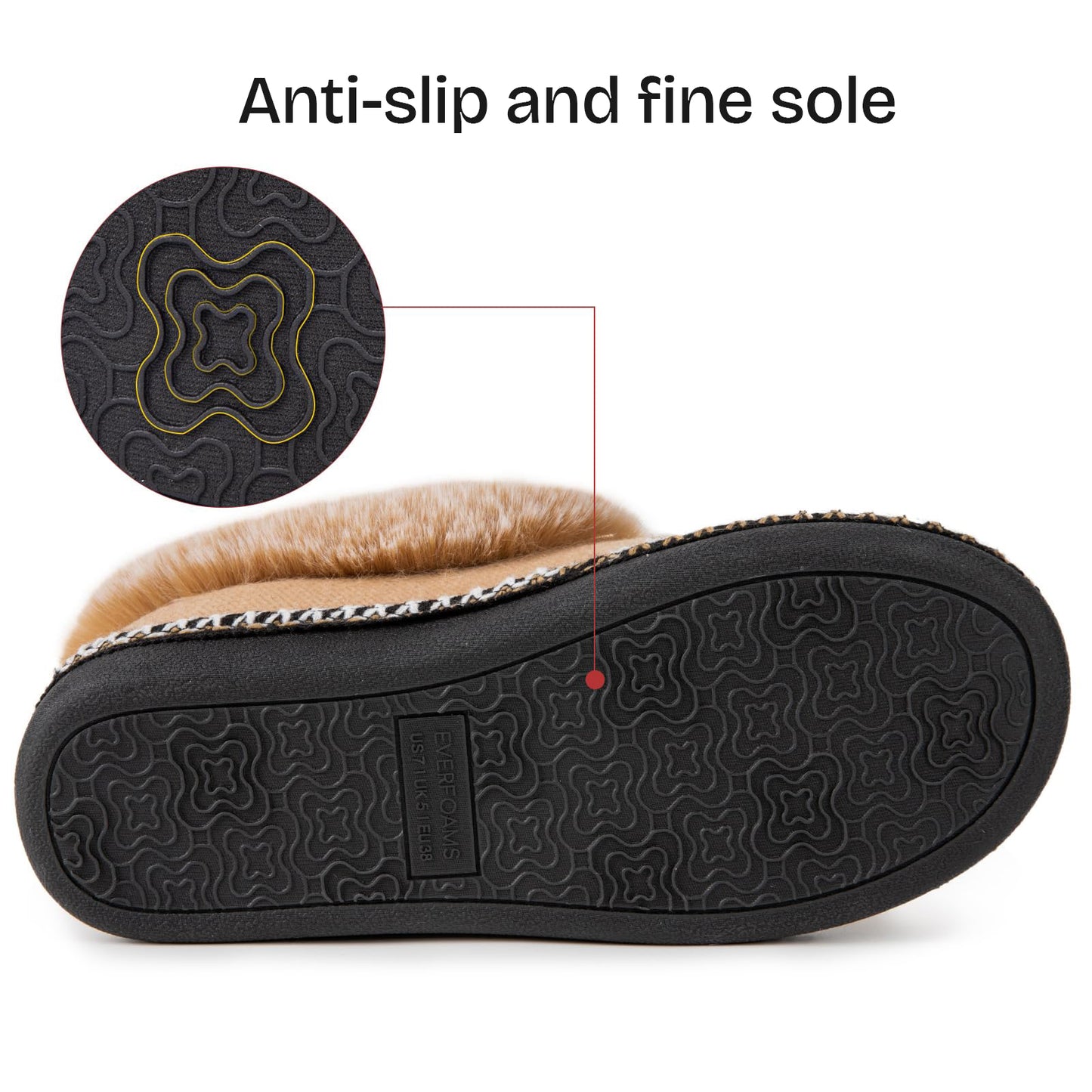 EverFoams Women's Fluffy Wool Faux Fur Loafers Slippers