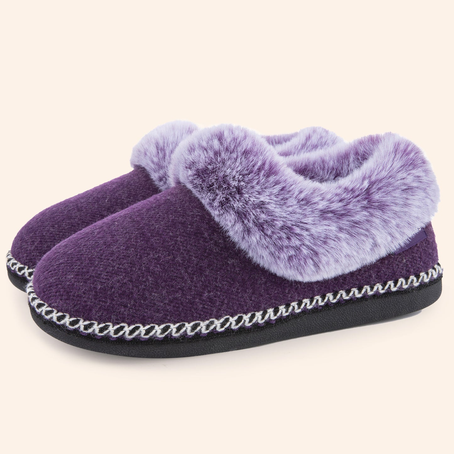 EverFoams Women's Fluffy Wool Faux Fur Loafers Slippers