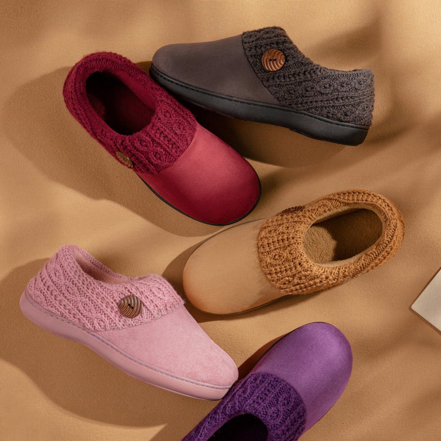 EverFoams Women's Button Suede Loafers Slippers