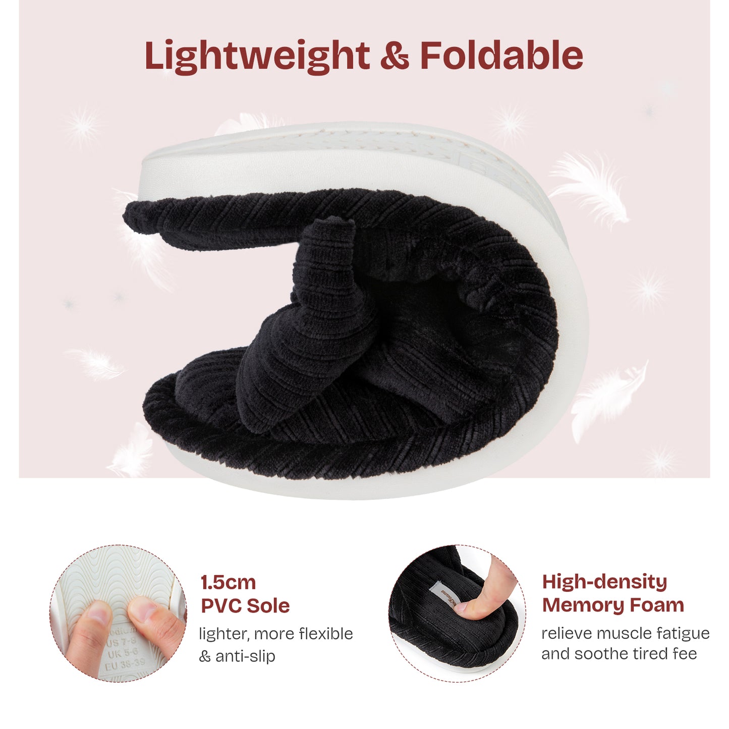 EverFoams Women's Open-Toe Bow Slippers with Memory Foam Indoor House Non-Slip Sole