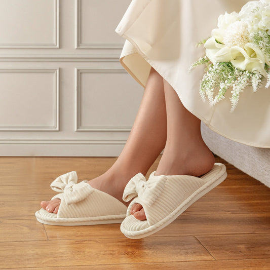 EverFoams Women's Open-Toe Bow Slippers