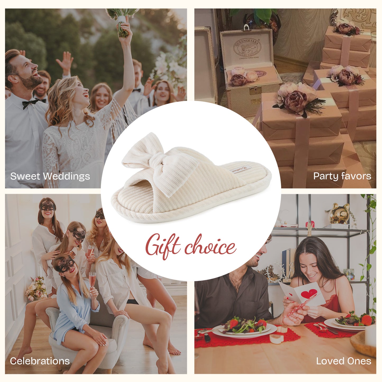 EverFoams Women's Open-Toe Bow Slippers with Memory Foam Indoor House Non-Slip Sole