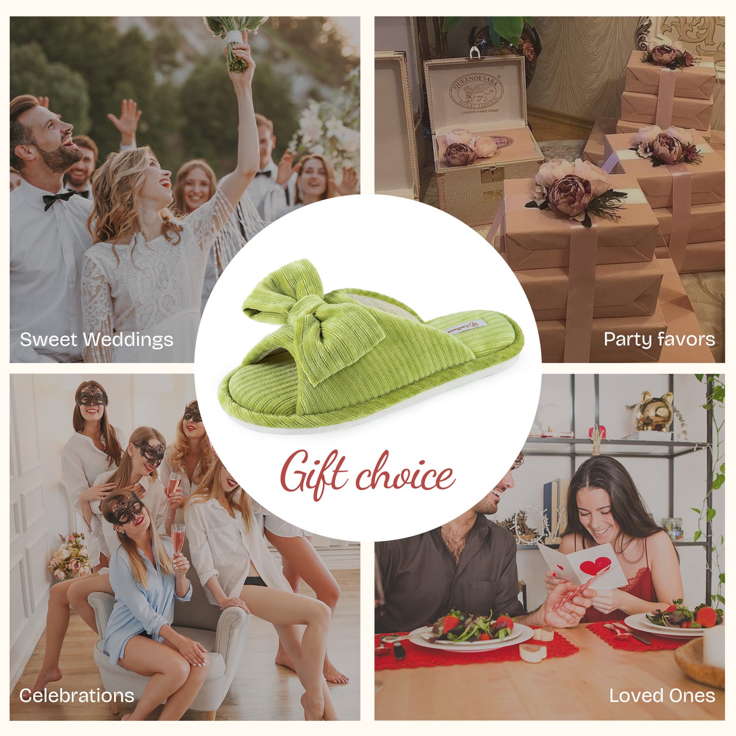 EverFoams Women's Open-Toe Bow Slippers with Memory Foam Indoor House Non-Slip Sole