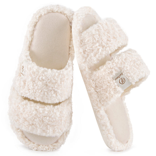 EverFoams Women's Fuzzy Open Toe Slippers