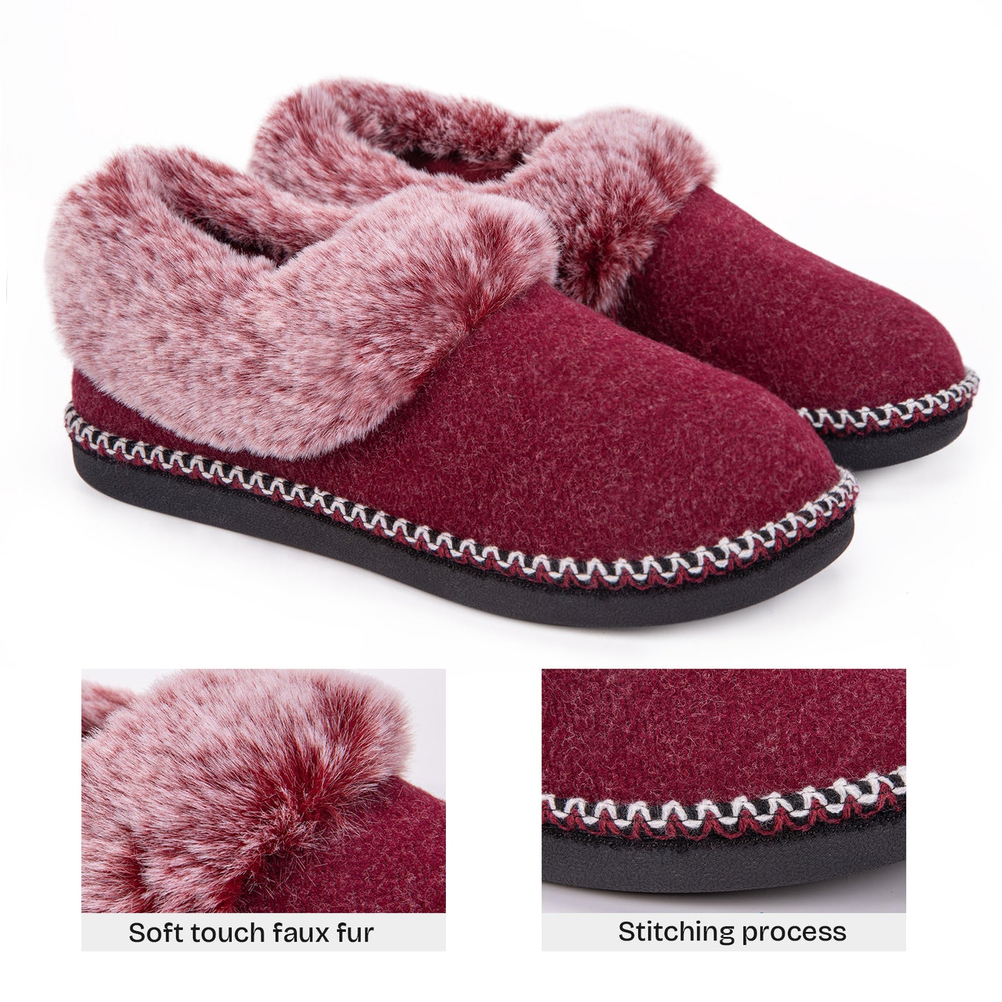 EverFoams Women's Fluffy Wool Faux Fur Loafers Slippers