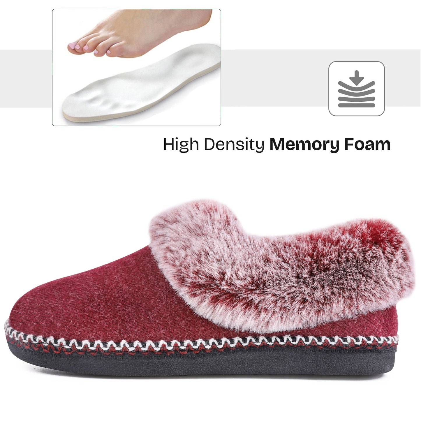 EverFoams Women's Fluffy Wool Faux Fur Loafers Slippers