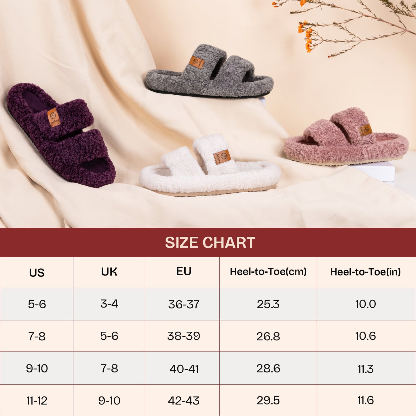 EverFoams Womens Fuzzy Open-toe Slippers