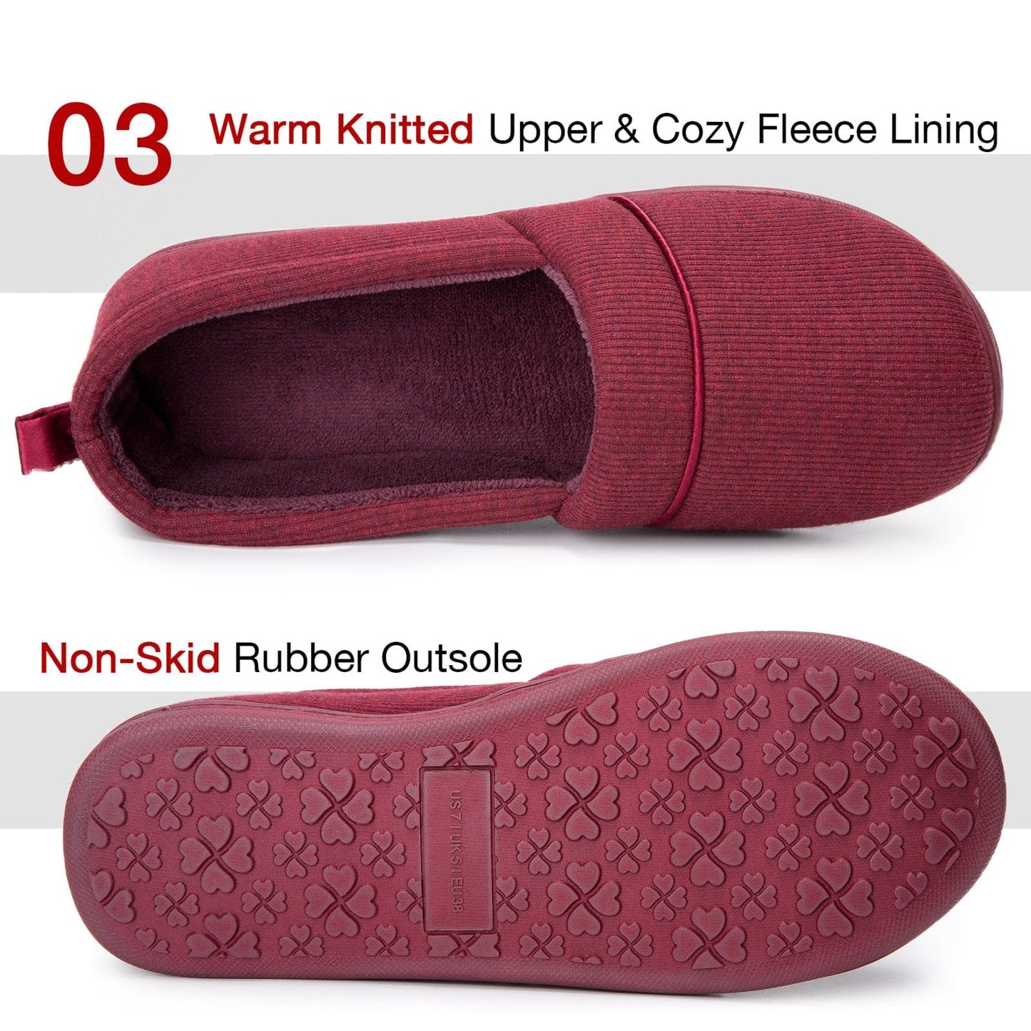 EverFoams Women's Cotton Knit Loafers Slippers