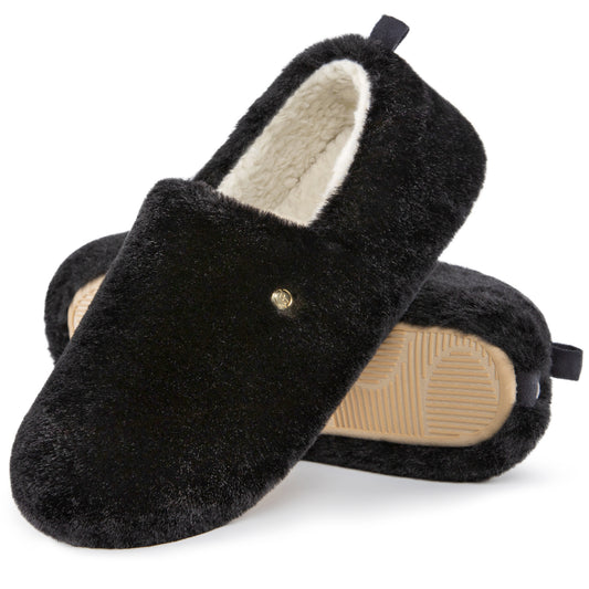 EverFoams Women's Closed Back Slippers Fuzzy Faux Wool Soft Lightweight Non Slip House Shoes