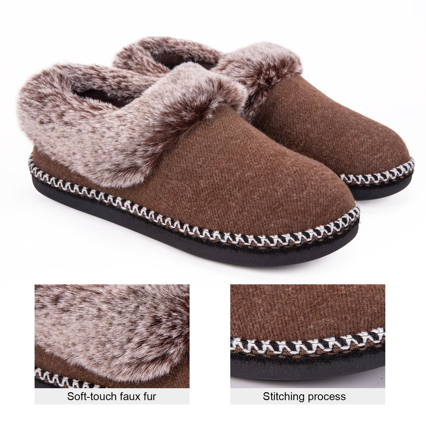 EverFoams Women's Fluffy Wool Faux Fur Loafers Slippers