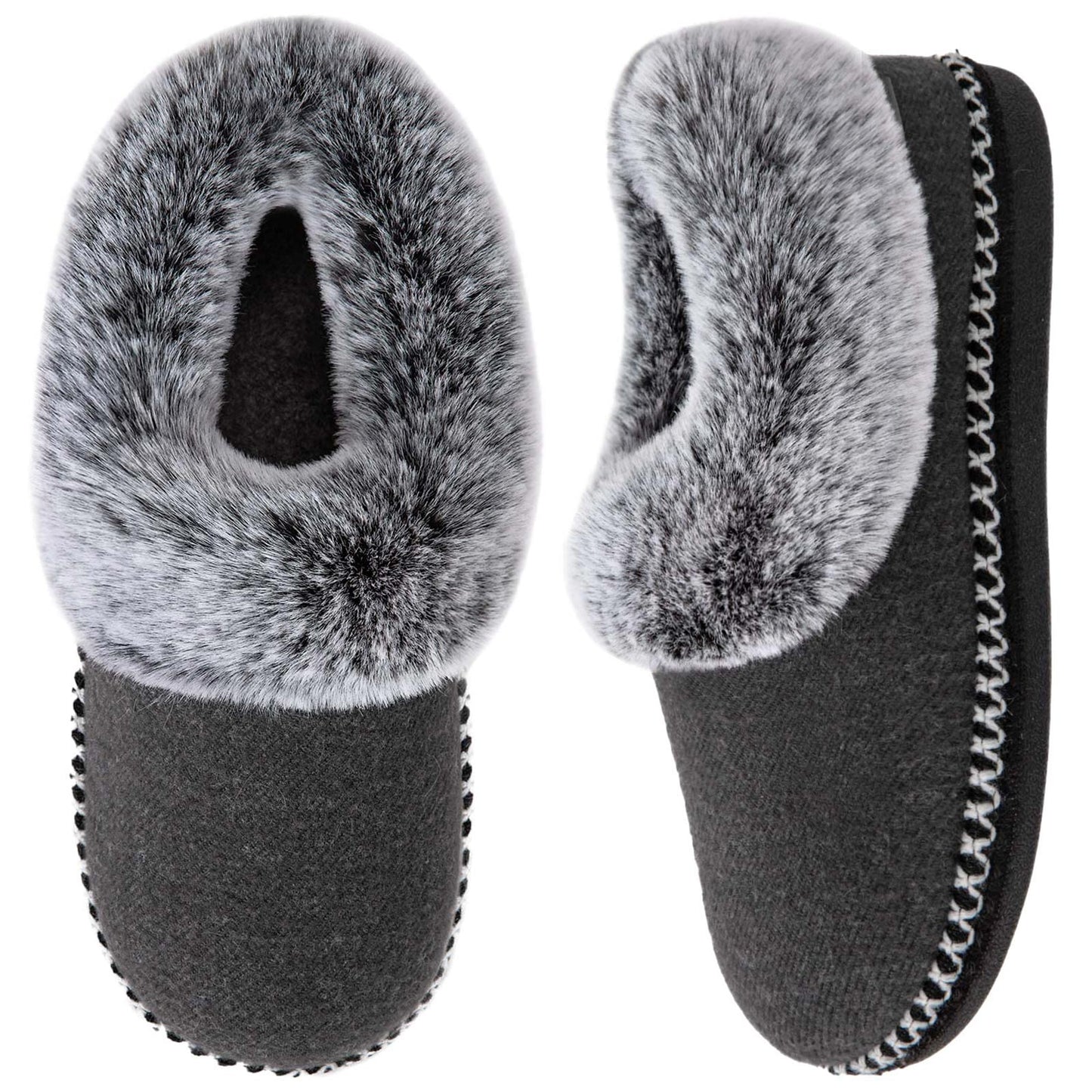 EverFoams Women's Fluffy Wool Faux Fur Loafers Slippers