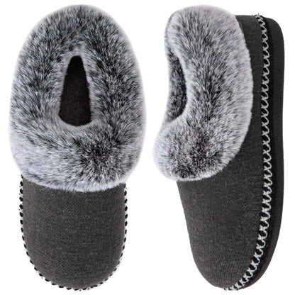 EverFoams Women's Fluffy Wool Faux Fur Loafers Slippers