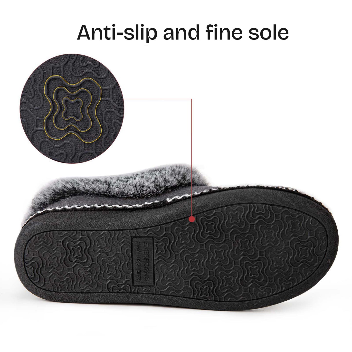 EverFoams Women's Fluffy Wool Faux Fur Loafers Slippers