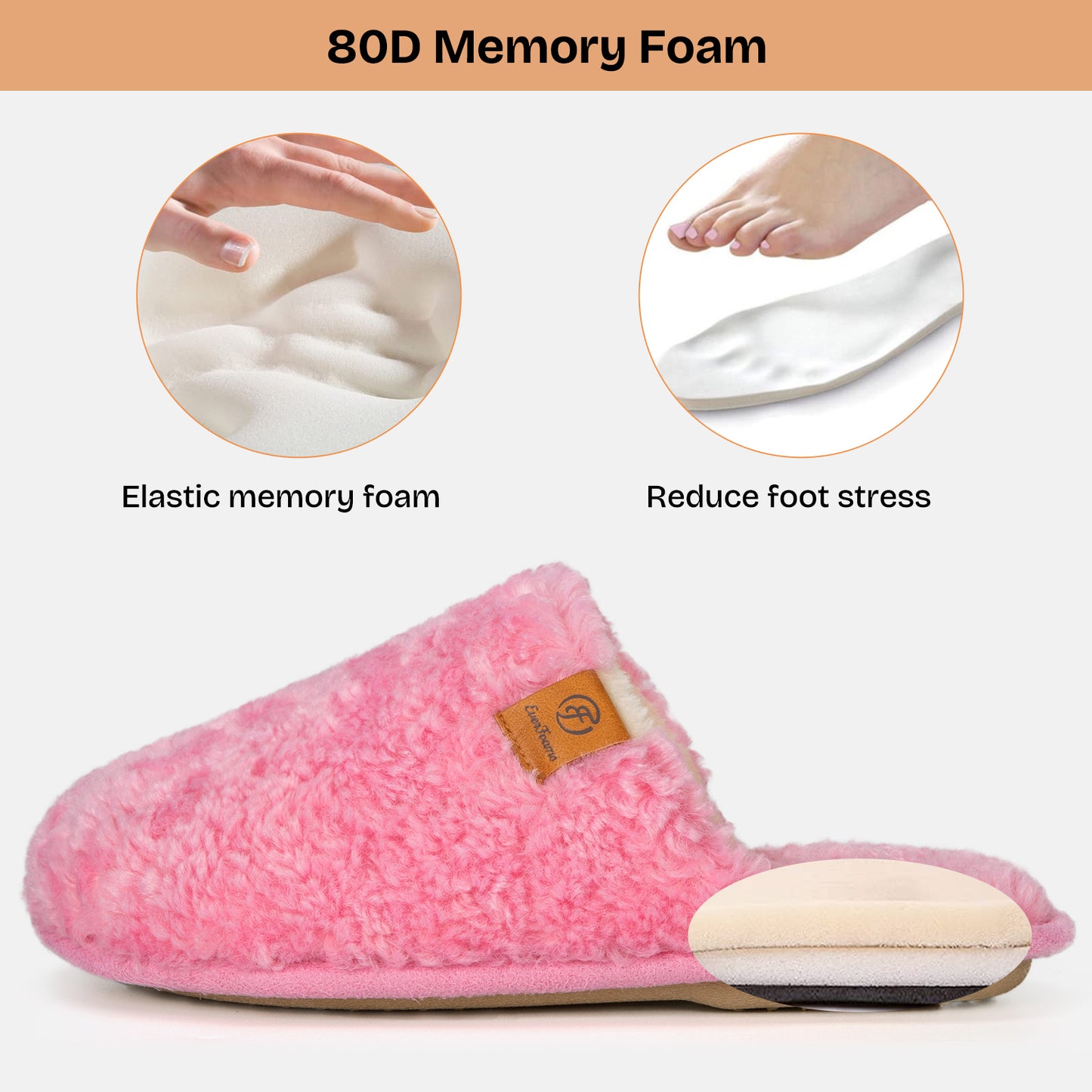 EverFoams Women's Fuzzy Slip-on Slippers Warm Cozy Soft Lightweight Memory Foam Indoor House Shoes