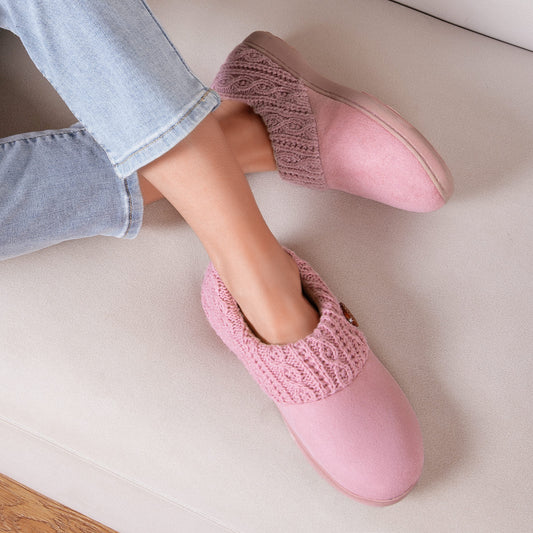 EverFoams Women's  Button Suede Loafers Slippers