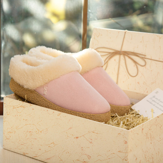 EverFoams Women's Microsuede Slippers Comfy Memory Foam Non-slip Indoor House Shoes with Fuzzy Collar