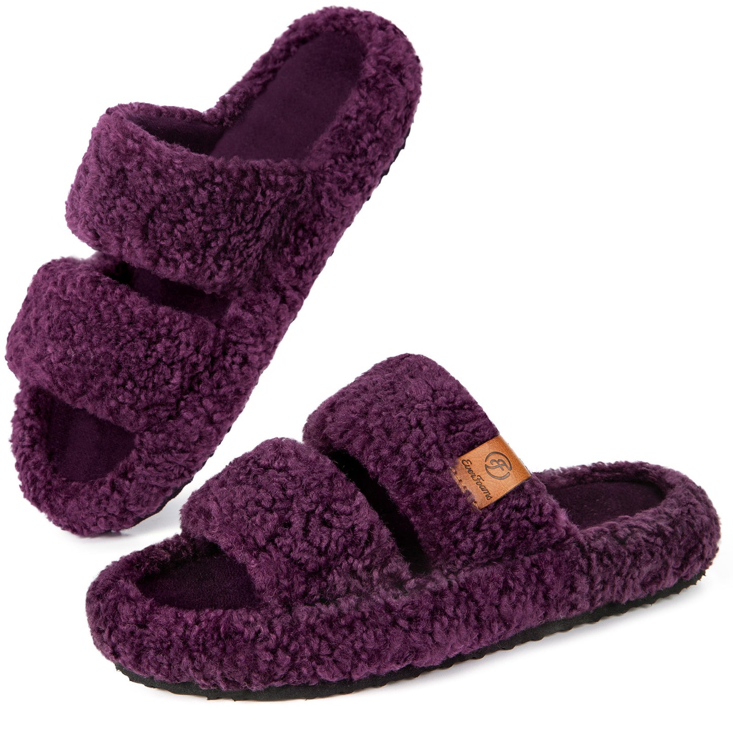 EverFoams Womens Fuzzy Open-toe Slippers