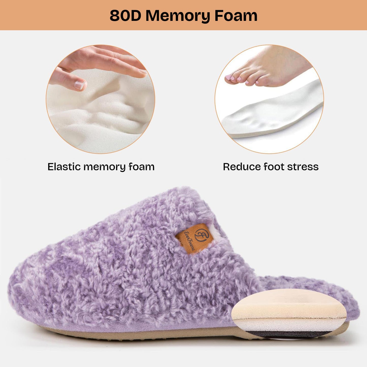 EverFoams Women's Fuzzy Slip-on Slippers Warm Cozy Soft Lightweight Memory Foam Indoor House Shoes