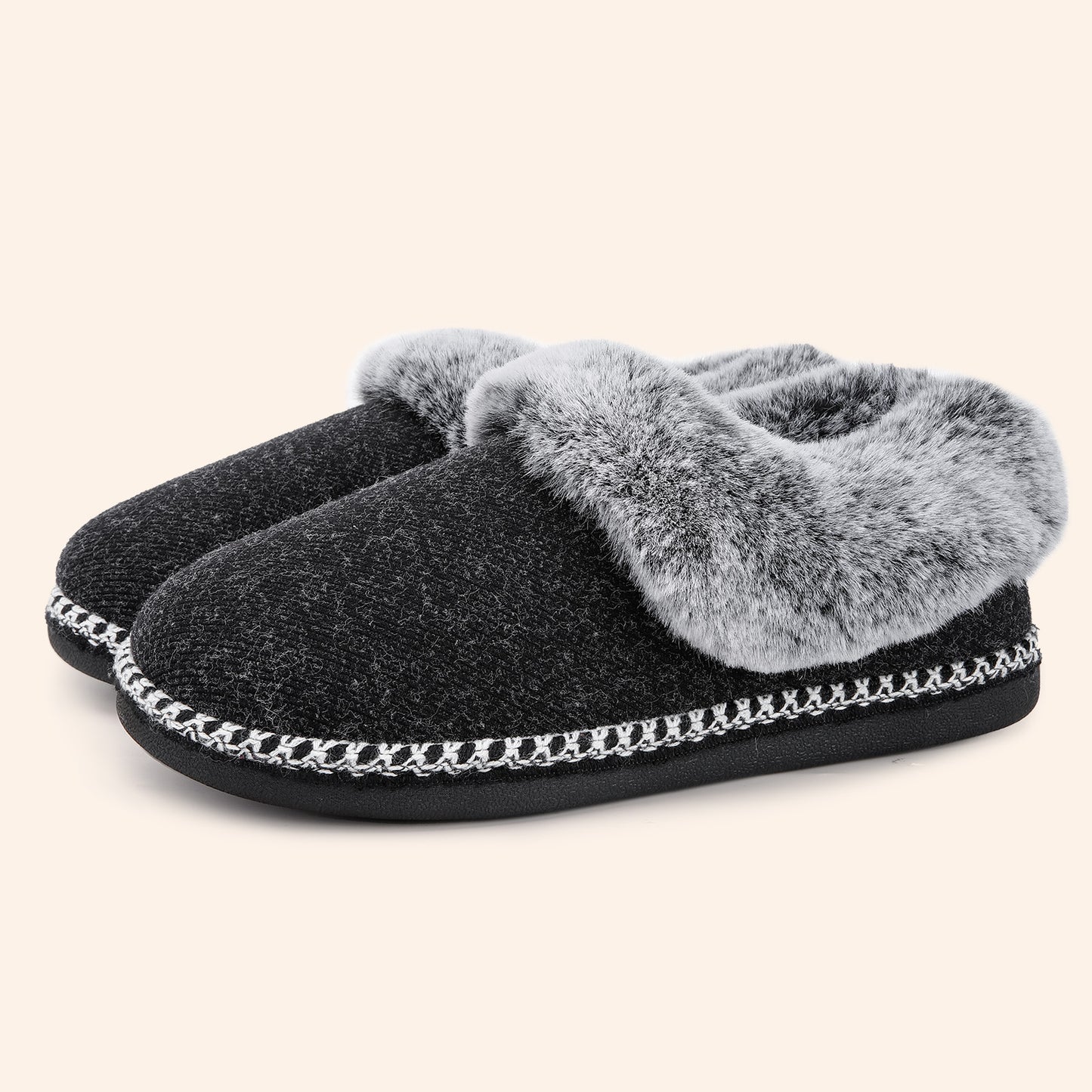 EverFoams Women's Fluffy Wool Faux Fur Loafers Slippers