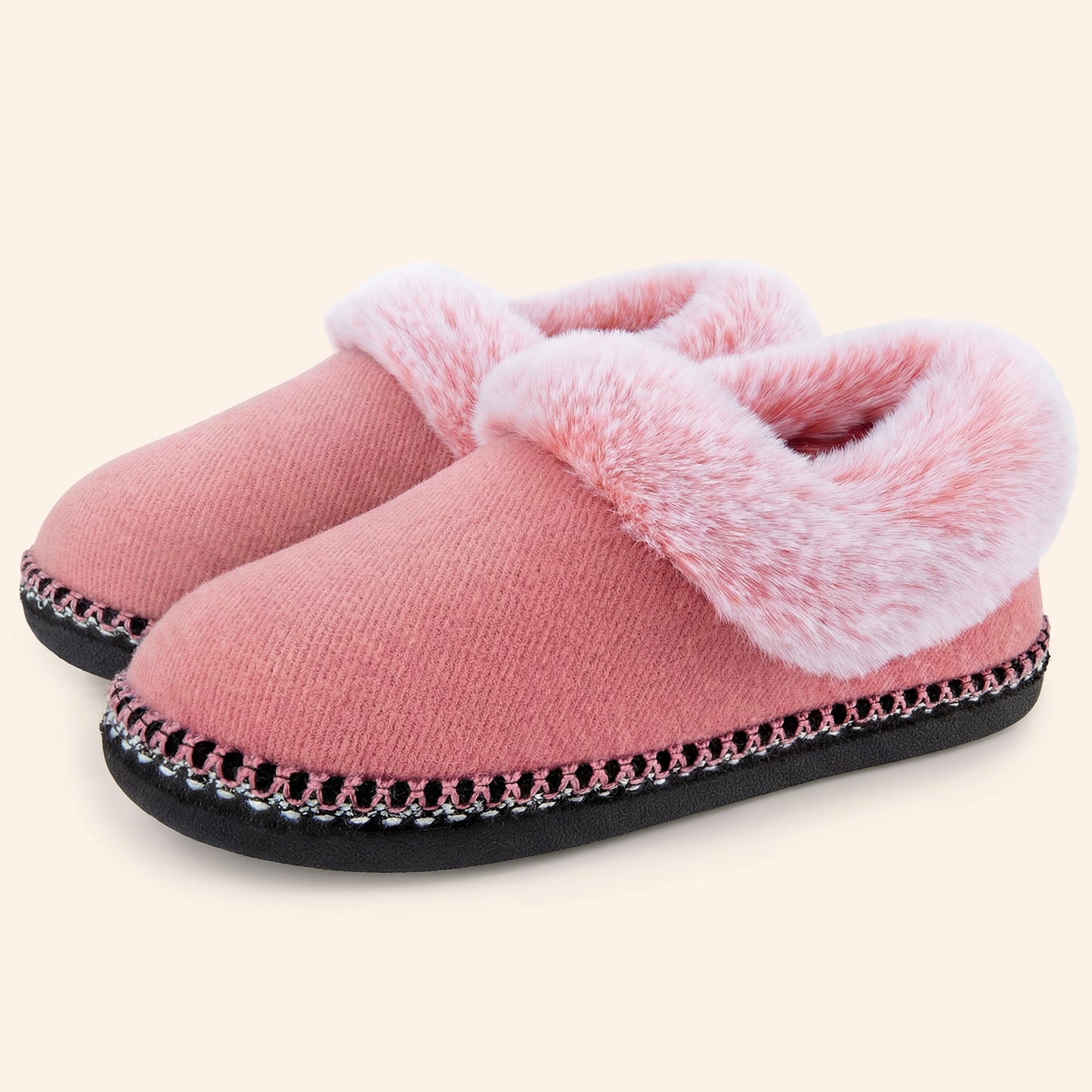 EverFoams Women's Fluffy Wool Faux Fur Loafers Slippers