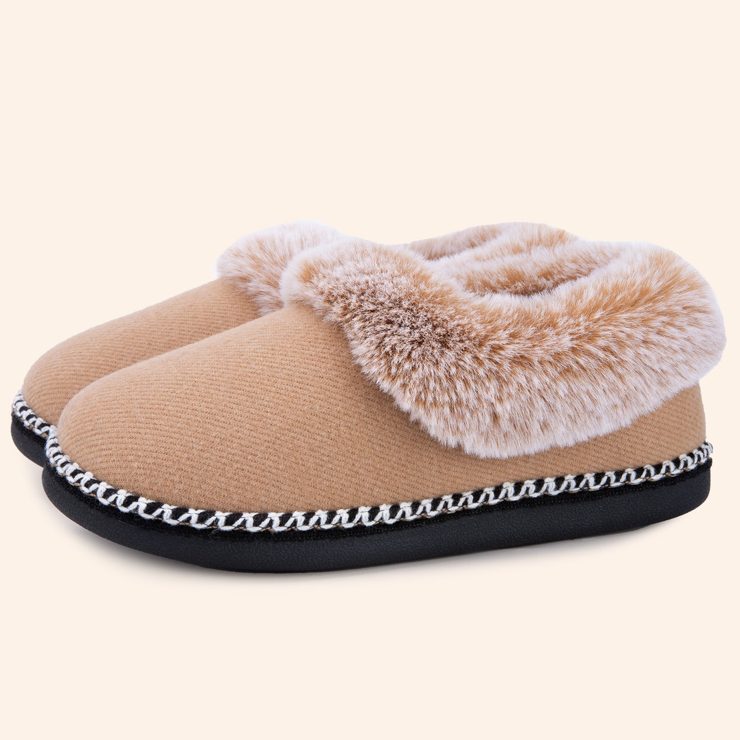 EverFoams Women's Fluffy Wool Faux Fur Loafers Slippers