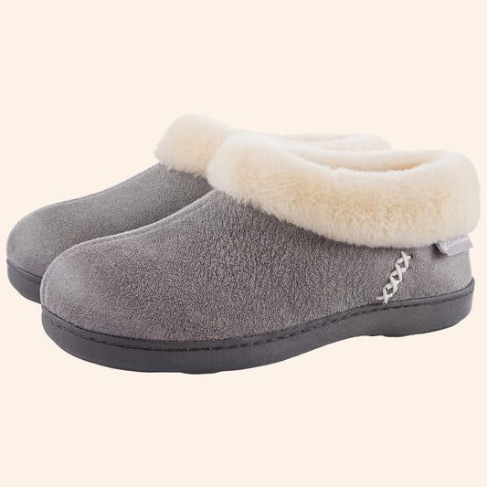EverFoams Women's Suede Fuzzy Plush Lined Loafers Slippers