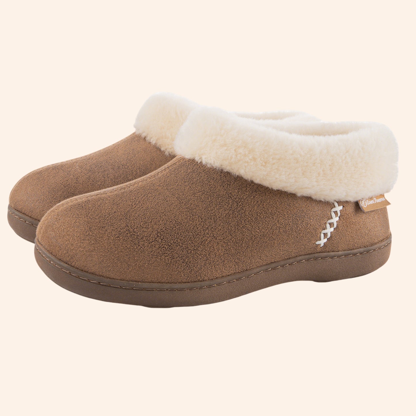 EverFoams Women's Suede Fuzzy Plush Lined Loafers Slippers