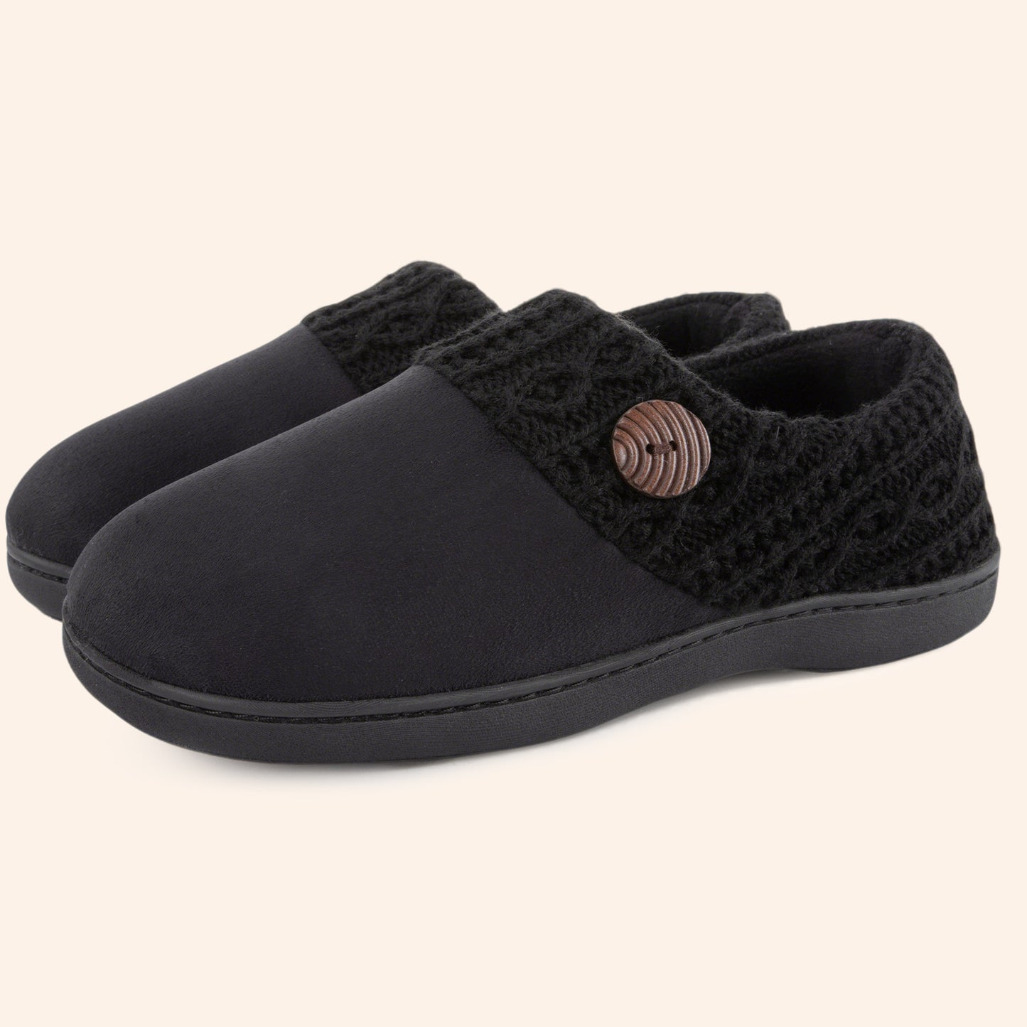 EverFoams Women's  Button Suede Loafers Slippers
