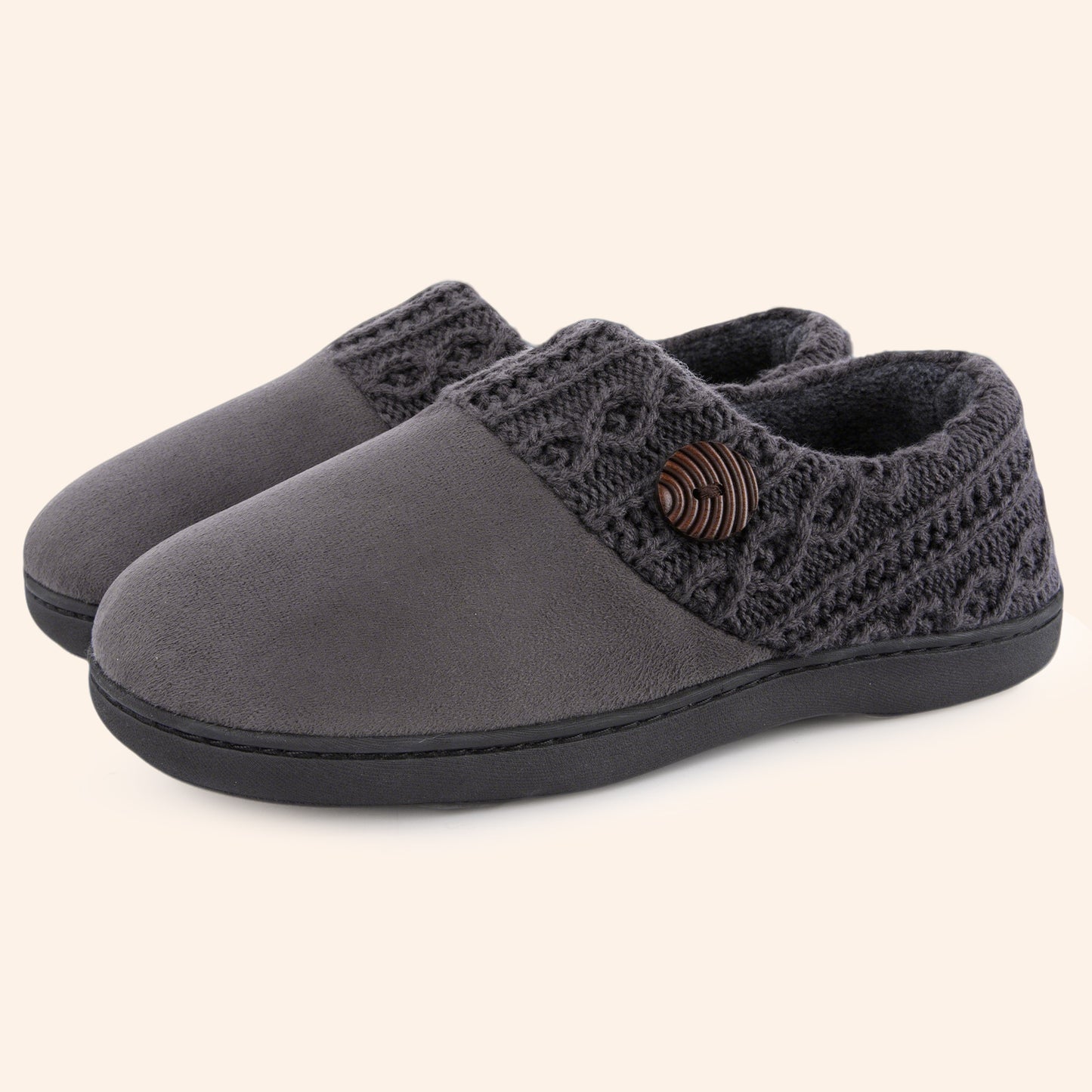 EverFoams Women's  Button Suede Loafers Slippers
