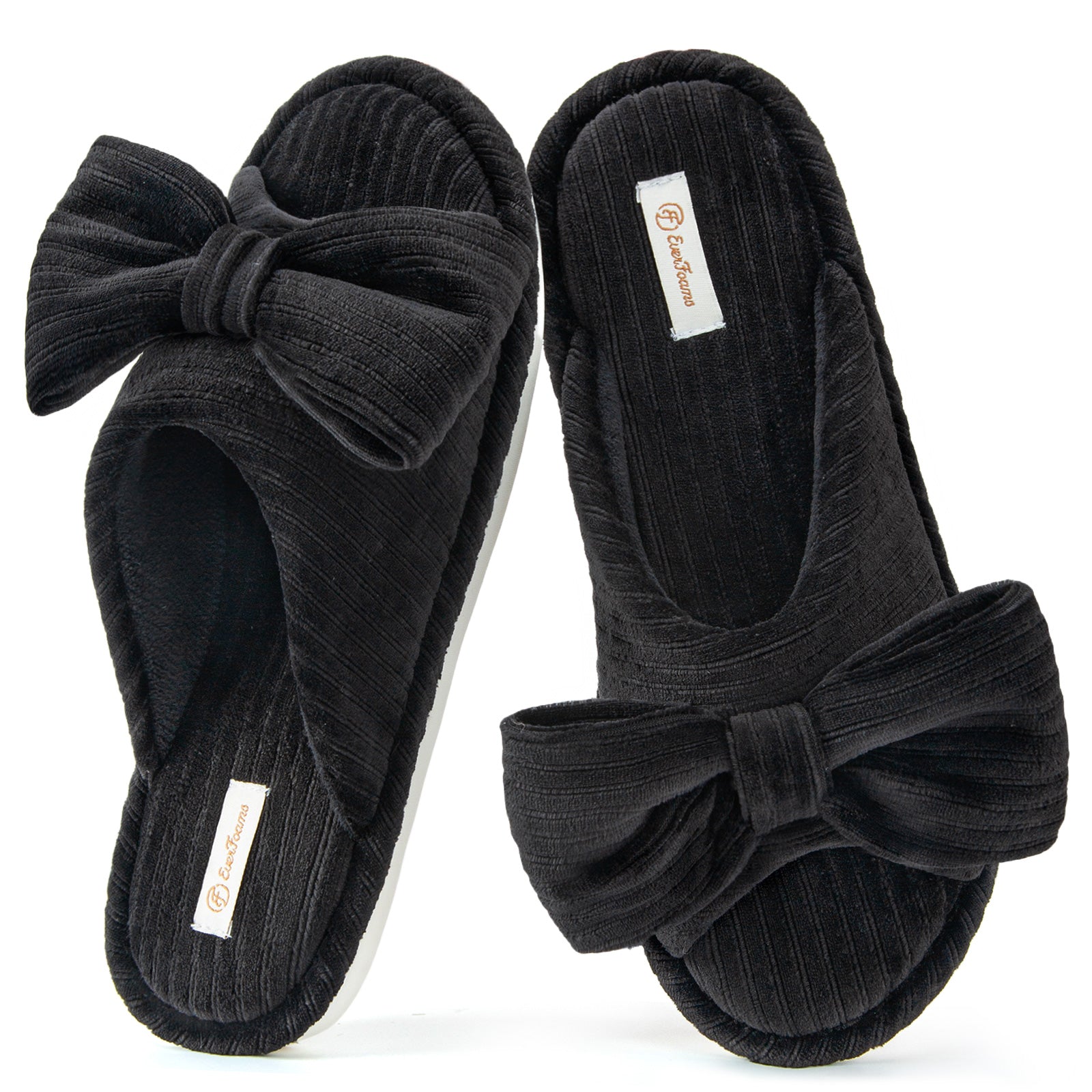 EverFoams Women's Open-Toe Bow Slippers