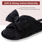 EverFoams Women's Open-Toe Bow Slippers with Memory Foam Indoor House Non-Slip Sole
