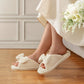 EverFoams Women's Open-Toe Bow Slippers with Memory Foam Indoor House Non-Slip Sole