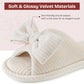 EverFoams Women's Open-Toe Bow Slippers with Memory Foam Indoor House Non-Slip Sole