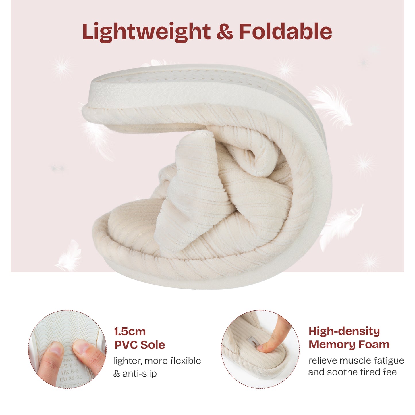 EverFoams Women's Open-Toe Bow Slippers with Memory Foam Indoor House Non-Slip Sole
