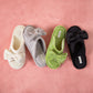 EverFoams Women's Open-Toe Bow Slippers with Memory Foam Indoor House Non-Slip Sole