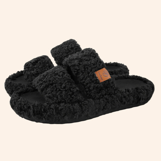 EverFoams Womens Fuzzy Open-toe Slippers