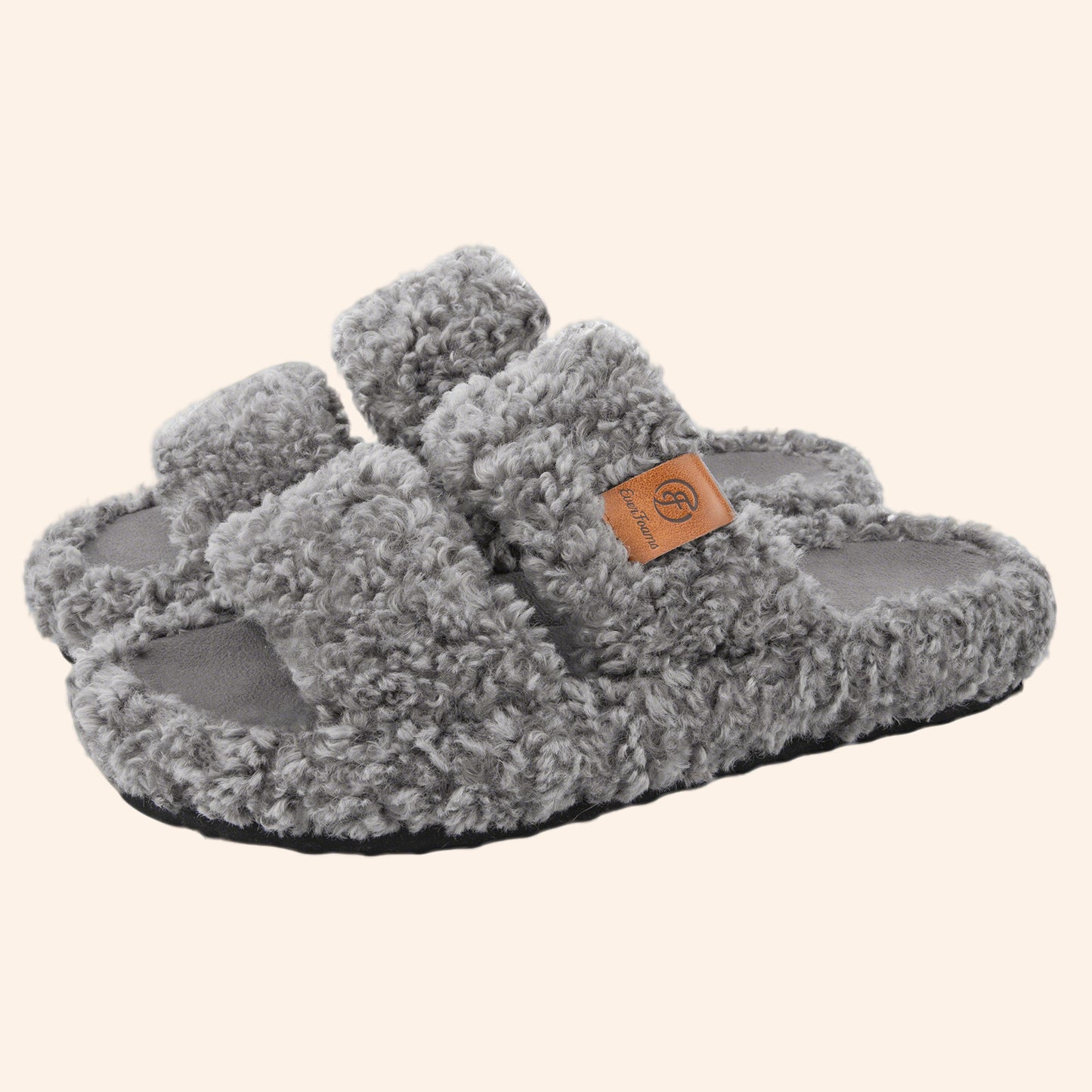 EverFoams Womens Fuzzy Open-toe Slippers