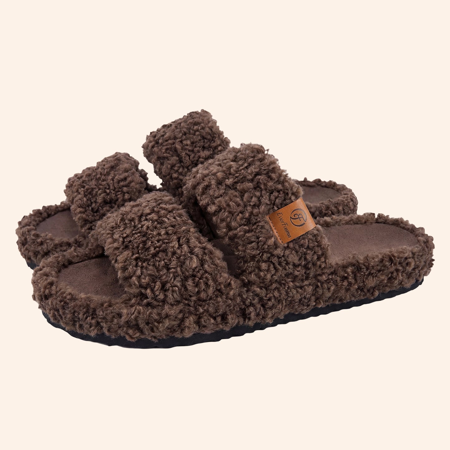 EverFoams Womens Fuzzy Open-toe Slippers