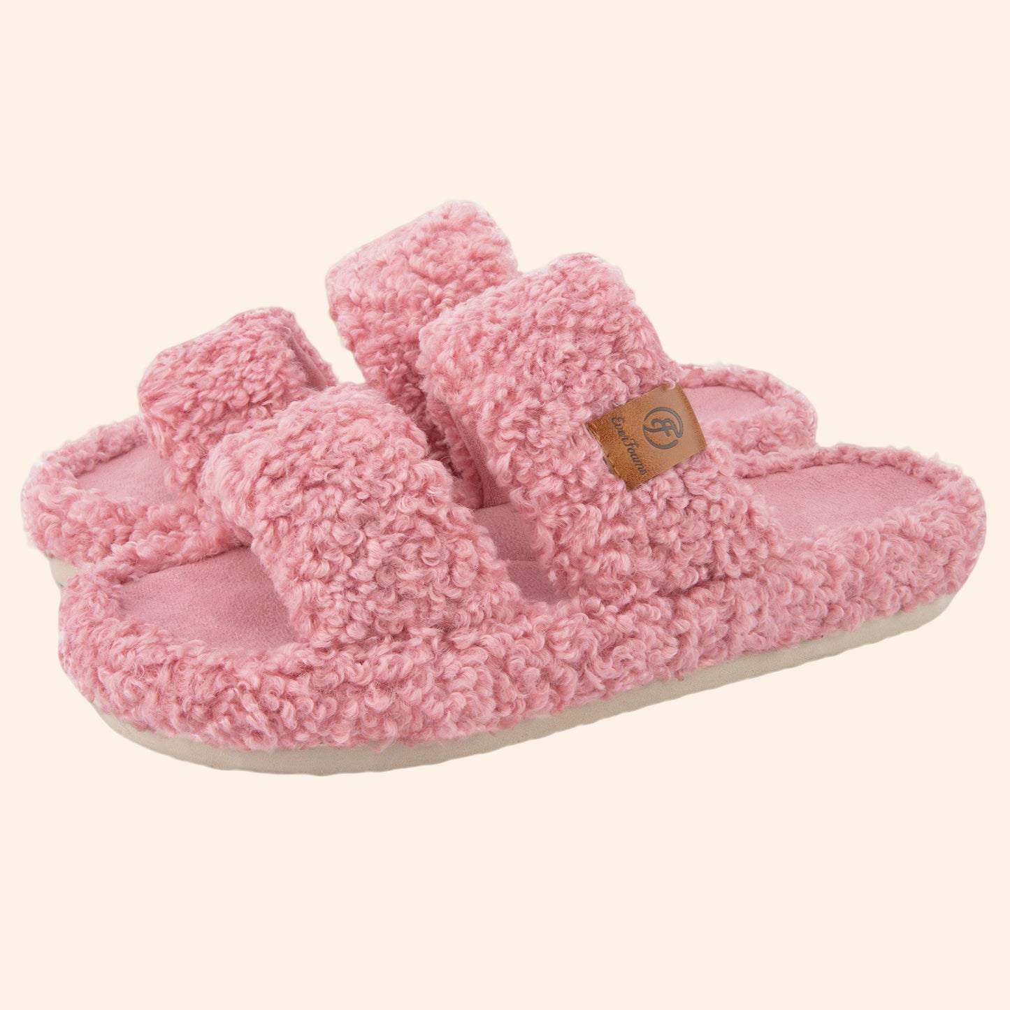 EverFoams Womens Fuzzy Open-toe Slippers