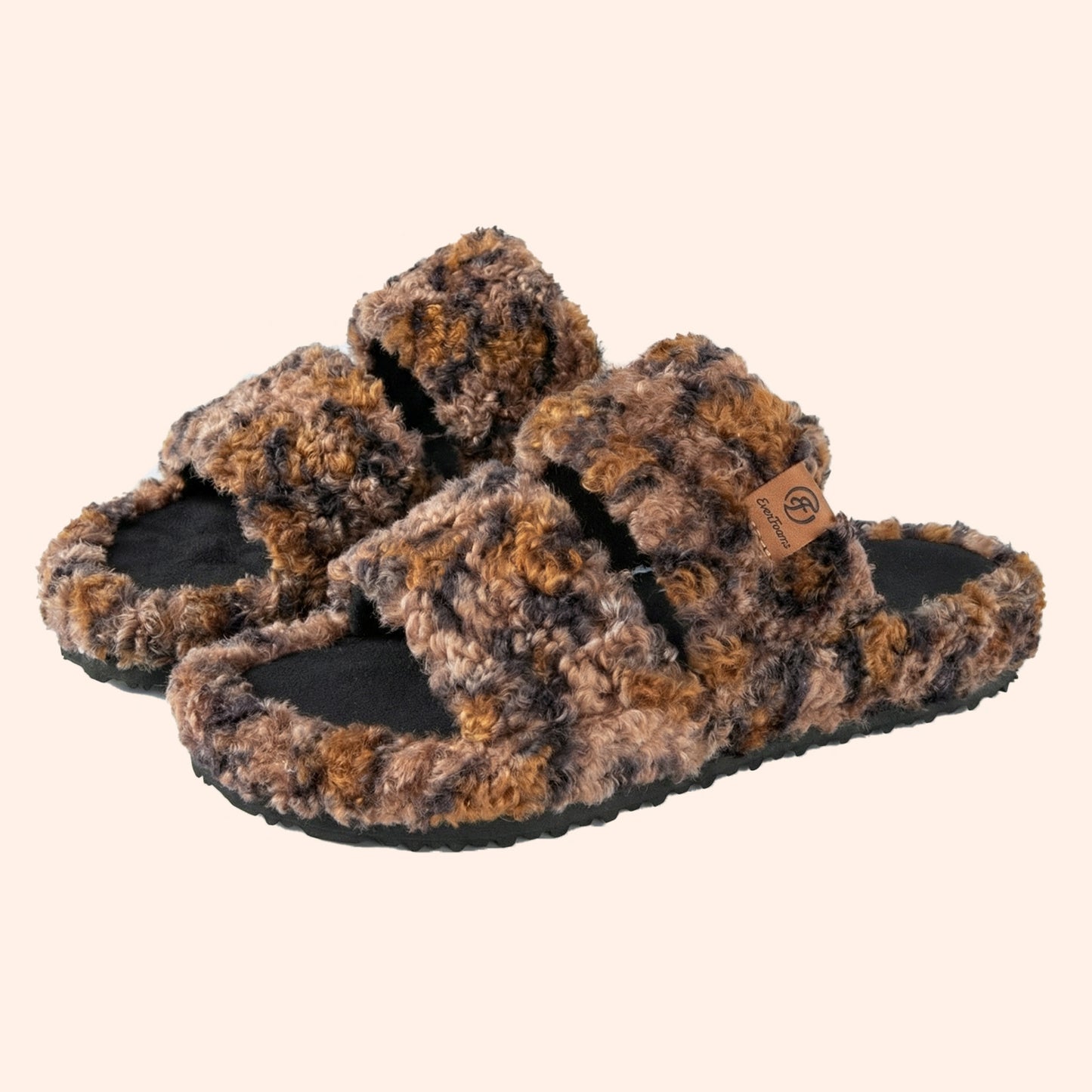 EverFoams Womens Fuzzy Open-toe Slippers