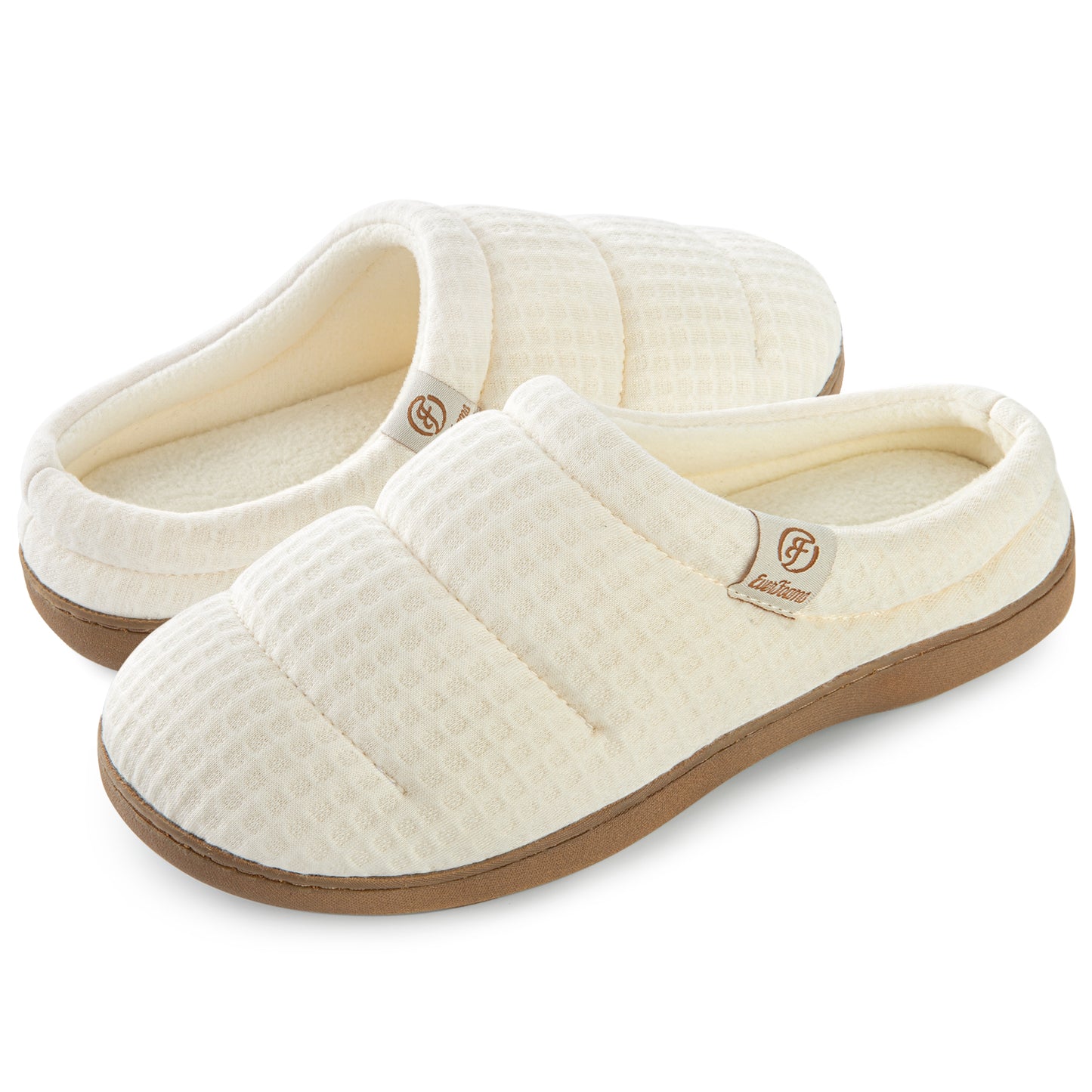 EverFoams Women's Cozy Waffle Slippers Soft Quilted Memory Foam Indoor House Shoes